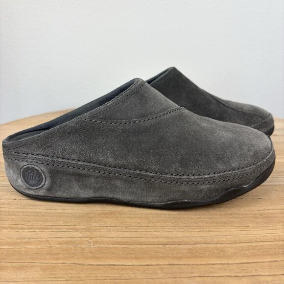 Fitflop Shoes - FitFlop Clogs Womens 8 Suede Slip On Mules Shoe Gray Walking Work Out Comfort